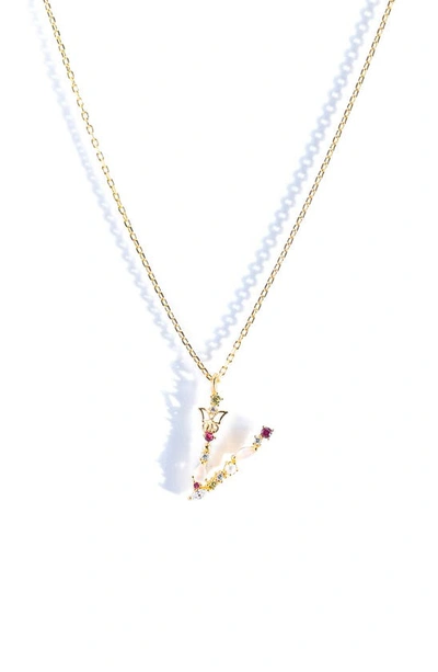 Girls Crew Flutterfly Stone Initial Necklace In Gold V