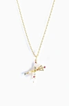 Girls Crew Flutterfly Stone Initial Necklace In Gold X