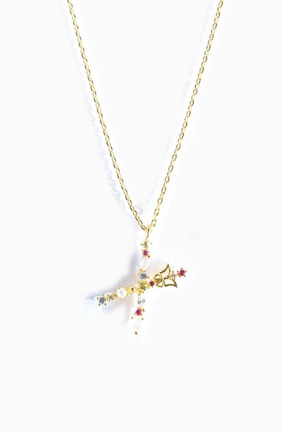 Girls Crew Flutterfly Stone Initial Necklace In Gold X