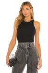 Rag & Bone The Essential Ribbed Stretch-organic Pima Cotton Jersey Tank In Black