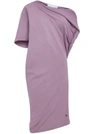 Attico Asymmetric Cotton Jersey Mini Dress In Orchid