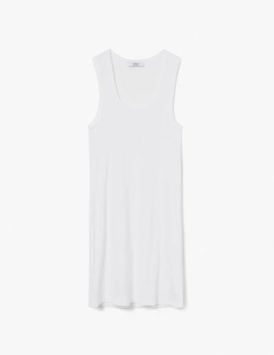 A-line Fitted Cotton Rib Short Dress In White