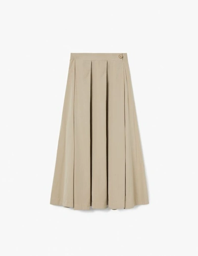 A-line Side Splits Cotton Midi Skirt In Seashell