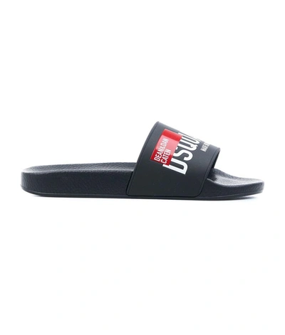 Dsquared2 Rubber Sandals With Contrasting Logo Print In Black