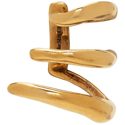 Alexander Mcqueen Triple Hook Ear Cuff Earring In Gold