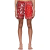 AMIRI RED BANDANA SWIM SHORTS