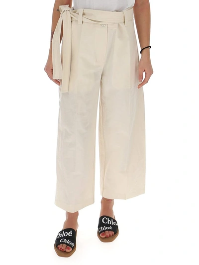 Moncler Genius + 2 Moncler 1952 Cropped Cotton And Linen-blend Wide-leg Trousers In Beige