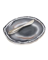 Anna New York Ita Agate Cheese Plate & Forma Spreader In Silver