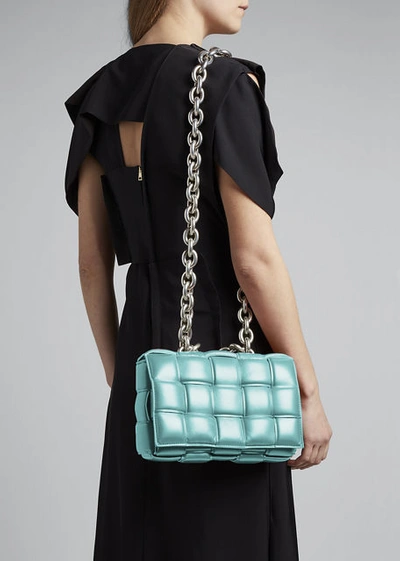 Bottega Veneta Chain Cassette Padded Intrecciato Crossbody Bag In Spearmint