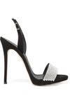 GIUSEPPE ZANOTTI CRYSTAL-EMBELLISHED SUEDE SLINGBACK SANDALS