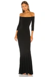 Norma Kamali Norma Kulture Off The Shoulder Fishtail Gown In Black