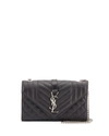 Saint Laurent Envelope Triquilt Small Ysl Shoulder Bag In Grained Leather In Black