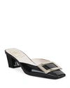 Roger Vivier Belle Vivier Buckled Patent-leather Mules In Black