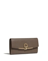 Ferragamo Icona Leather Continental Wallet W/ Hanging Id Tag In Gray