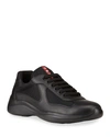 PRADA MEN'S AMERICAS CUP LEATHER TRAINER SNEAKERS,PROD238610024