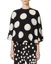 Valentino Cape-effect Polka-dot Silk-georgette Blouse In Black/white