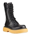 Bottega Veneta 35mm Bounce Brushed Leather Combat Boots In Black