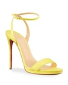 Christian Louboutin Loubi Queen Red Sole Ankle-wrap Sandals In Citronnade