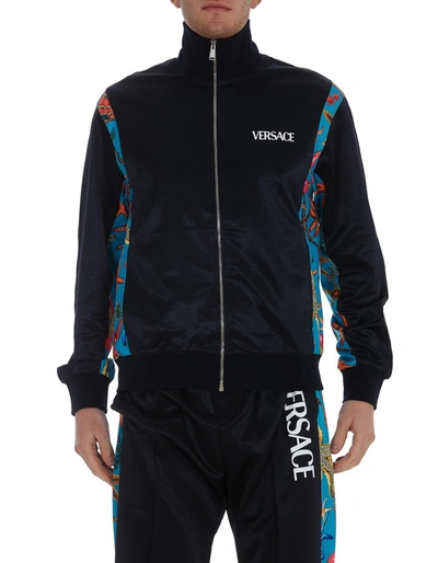 Versace Tresor De Laer Details Track Jacket In Blue