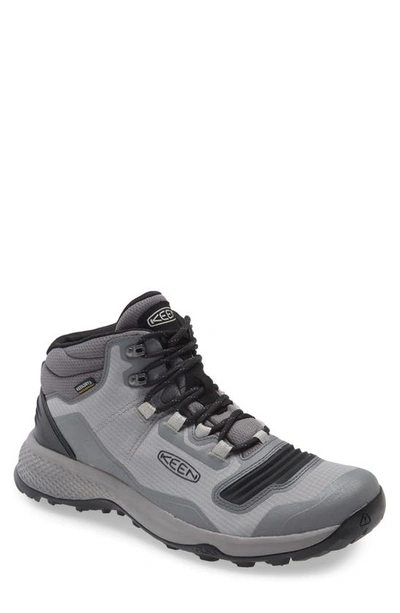Keen Tempo Flex Waterproof Mid Hiking Boot In Drizzle/ Black