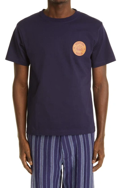 Nicholas Daley Kata Printed Cotton-jersey T-shirt In Blue