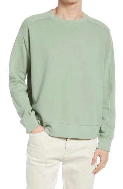 Club Monaco Green Oversized Tea Dyed Crew Sweatshirt In Size Xl
