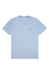 Lacoste V-neck Cotton T-shirt In Scille/ White