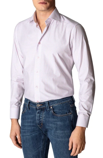 Eton Slim Fit Check Dress Shirt In Pink