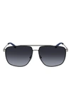 Ferragamo 60mm Gradient Navigator Sunglasses In Matte Light Ruthenium/ Grey
