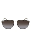 Ferragamo 60mm Gradient Navigator Sunglasses In Matte Gold/ Brown