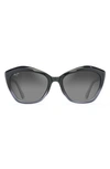 Maui Jim Lotus 56mm Polarizedplus2® Cat Eye Sunglasses In Black Fade/ Neutral Grey