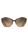 Maui Jim Lotus 56mm Polarizedplus2® Cat Eye Sunglasses In Chocolate Fade/ Hcl Bronze