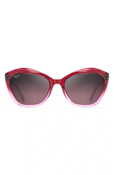 Maui Jim Lotus 56mm Polarizedplus2® Cat Eye Sunglasses In Raspberry Fade/ Maui Rose