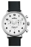 Shinola The Canfield Chrono Leather Strap Watch, 43mm In Black/ White