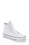 Converse Chuck Taylor® All Star® Leather High Top Platform Sneaker In White/ Black/ White