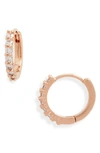 Nordstrom Crystal Huggie Hoop Earrings In Clear- Rose Gold