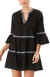 TOMMY BAHAMA EMBROIDERED TIERED COTTON COVER-UP DRESS,SS500113