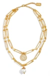 Karine Sultan Layered Pendant Necklace In Gold