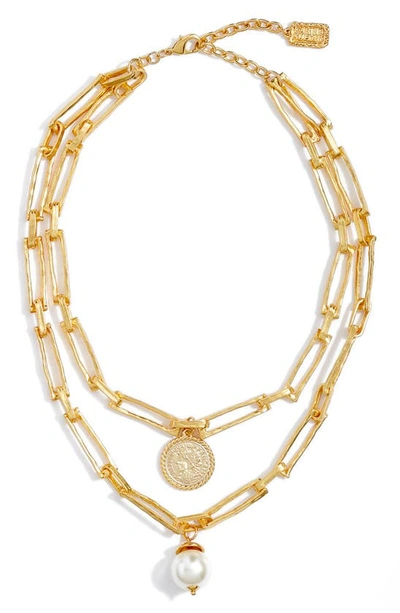 Karine Sultan Layered Pendant Necklace In Gold
