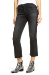 Ag Jodi Mid Rise Raw Hem Crop Flare Jeans In Black