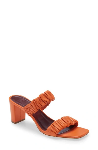 Staud Women's Frankie Ruched High Block Heel Slide Sandals In Nectarine