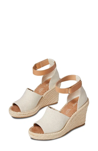 Toms Women's Natural Marisol Ankle Strap Wedge Sandals In Beige