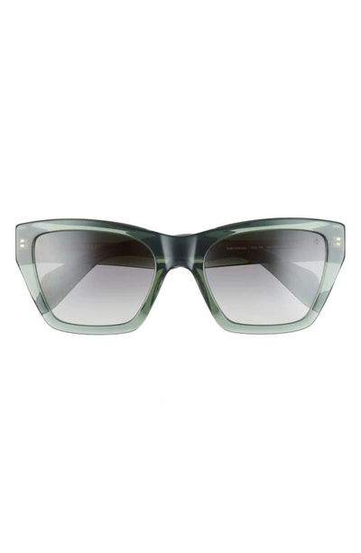 Rag & Bone 54mm Gradient Rectangle Sunglasses In Green/ Grey Shaded