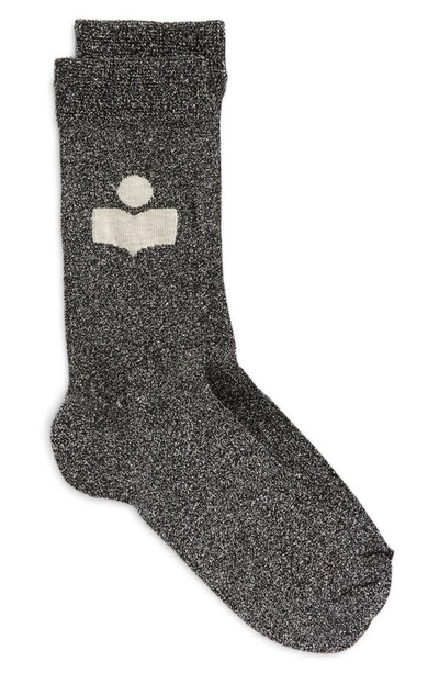 Isabel Marant Patterned Intarsia-knit Sockssilver In Black