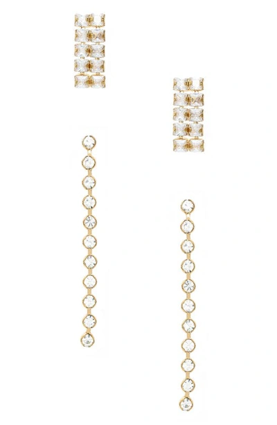 Ettika Set Of 2 Crystal Drop Earrings In Gold