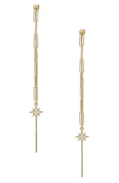 Ettika Delicate Chain Star Earrings In Gold Plated