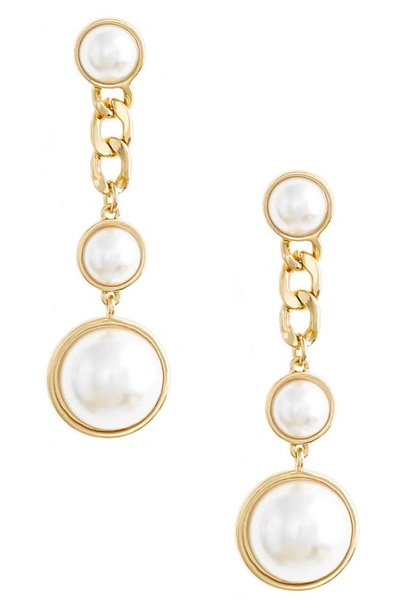 ETTIKA ETTIKA IMITATION PEARL DROP EARRINGS,E3054.PRL.G