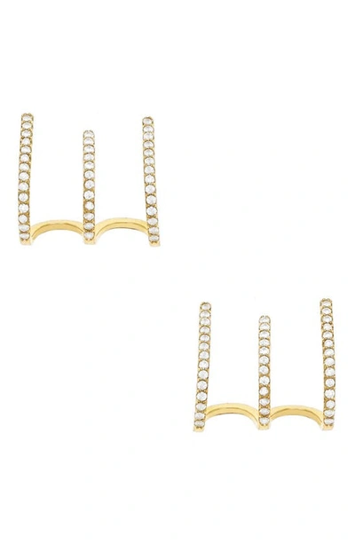 Ettika Crystal Ear Wrap Stud Earrings In Gold