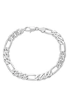 Sterling Forever Women's Figaro Silver Plated Chain Bracelet In Grey