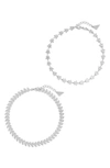 Sterling Forever Set Of 2 Anklets In Silver
